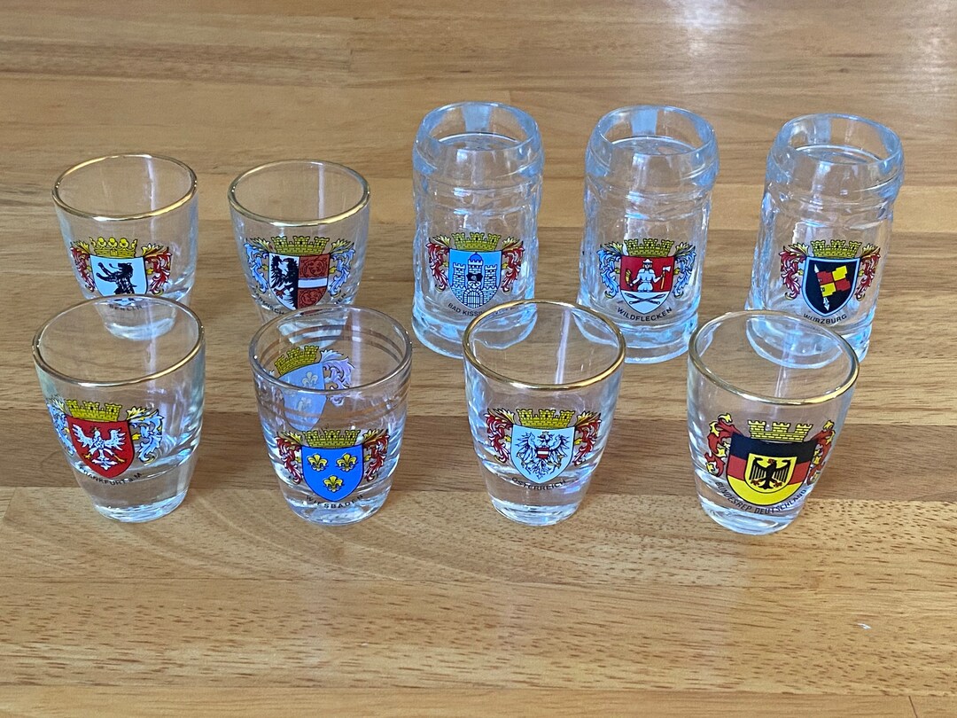 Vintage Goldrimmed Crests of Germany Shot Glasses Choose Etsy