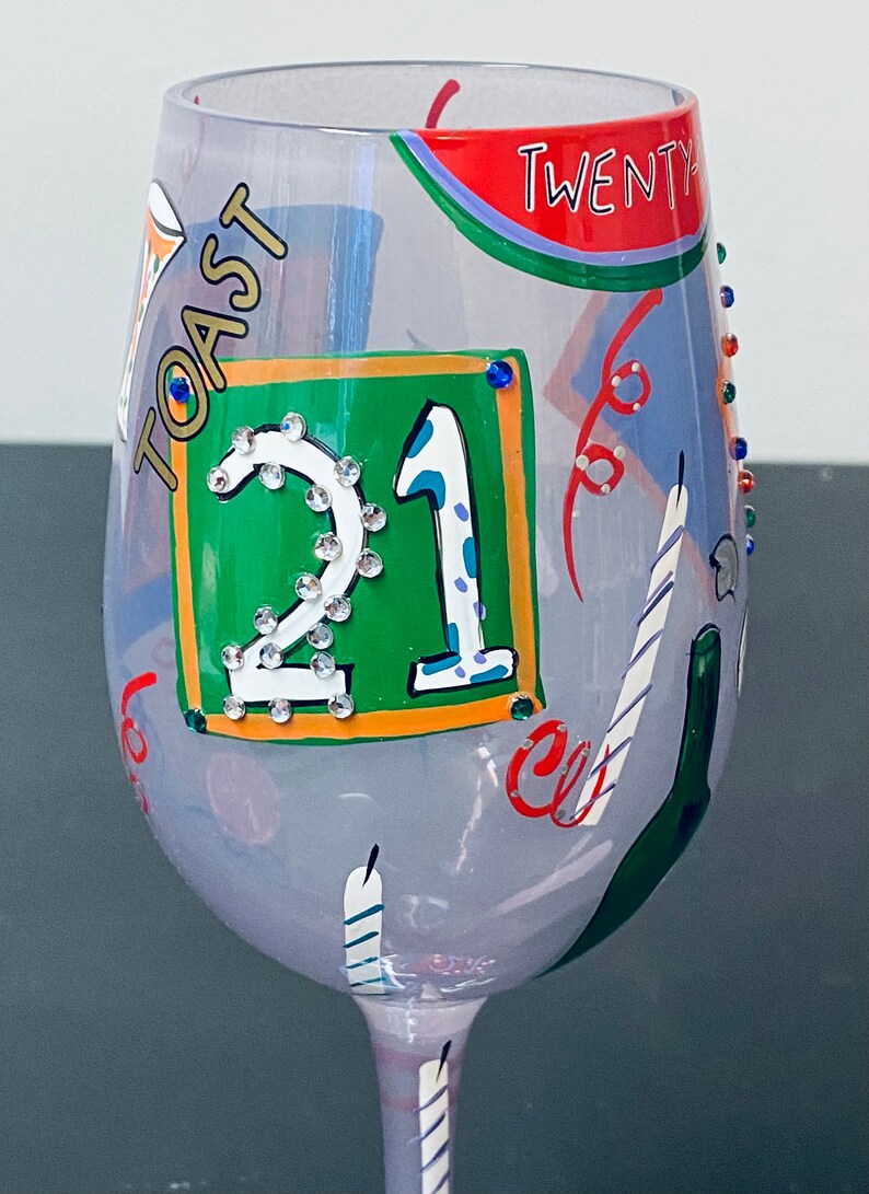 Santa Barbara Lolita Hand Painted 21 Birthday Wine Glass Etsy