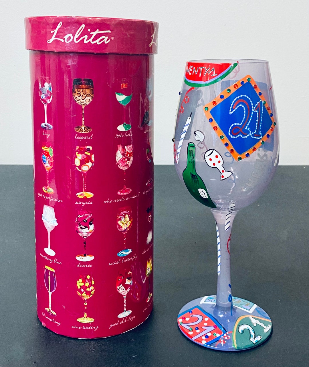 Santa Barbara Lolita Hand Painted 21 Birthday Wine Glass Etsy