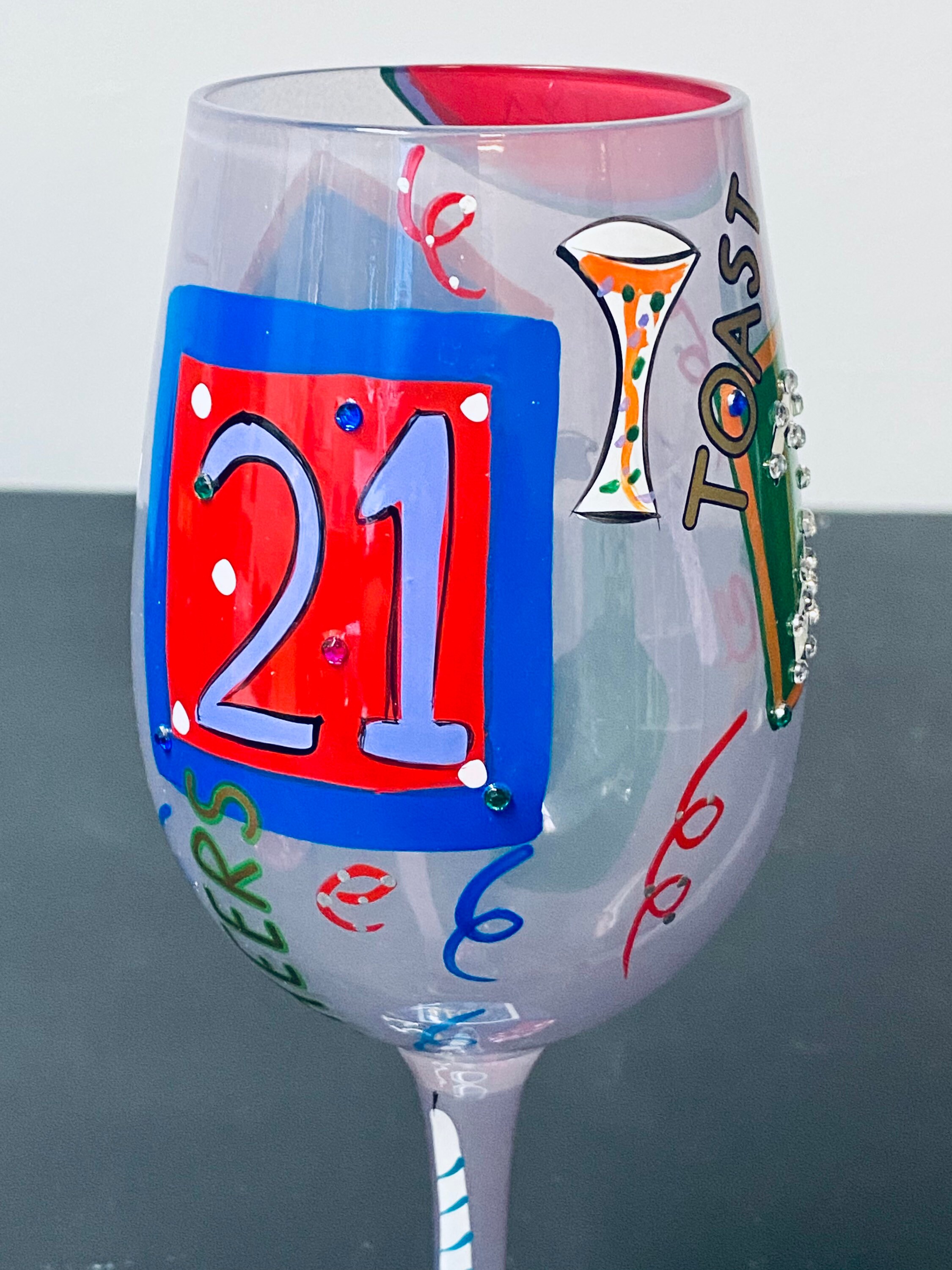 Santa Barbara Lolita Hand Painted 21 Birthday Wine Glass Etsy