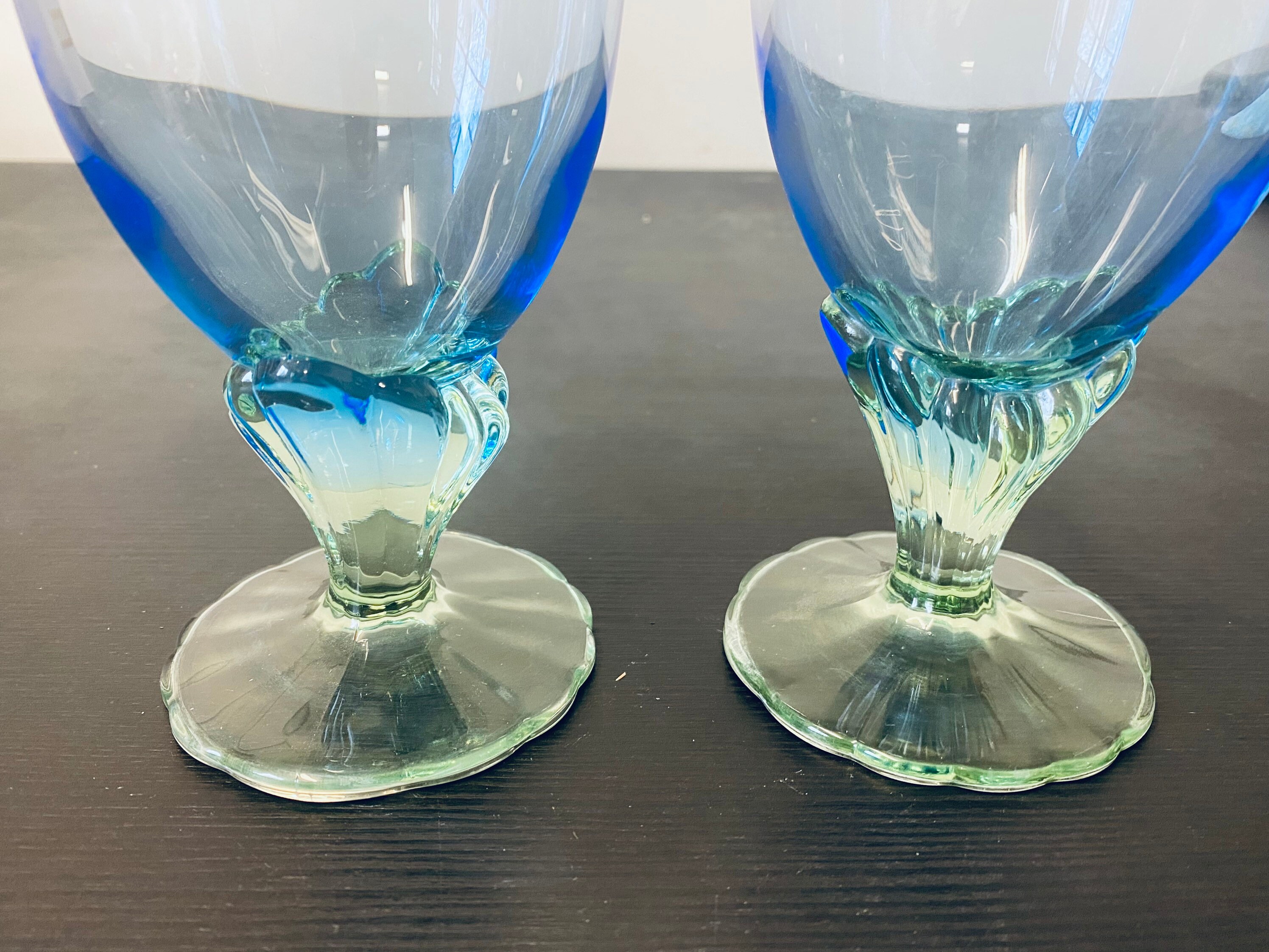 2 Bormioli Rocco BAHIA Blue Green Glasses Stemmed 7.5 Etsy