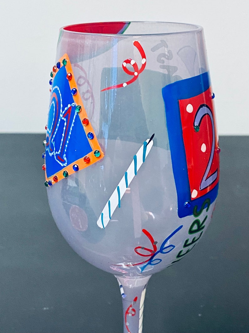 Santa Barbara Lolita Hand Painted 21 Birthday Wine Glass Etsy