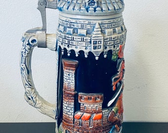 Adler & Deutschland 1 Liter Tankard Mug Cobalt Blue Made In Germany Collectible Ceramic Beer Drinking Stein Zöller & Born 