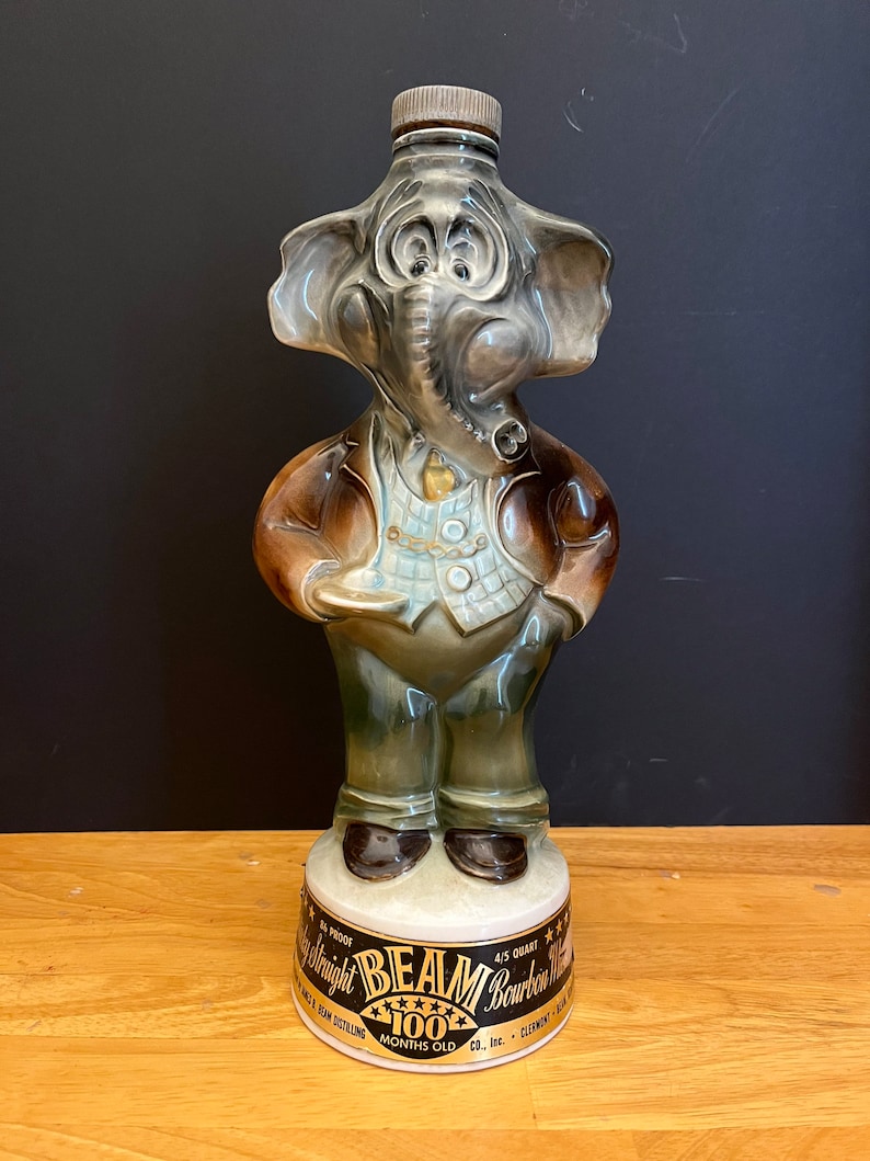 Vintage 1960 Jim Beam Republican Elephant Decanter Etsy