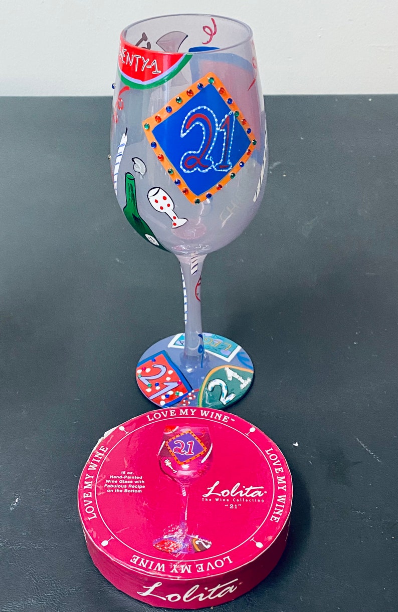 Santa Barbara Lolita Hand Painted 21 Birthday Wine Glass Etsy