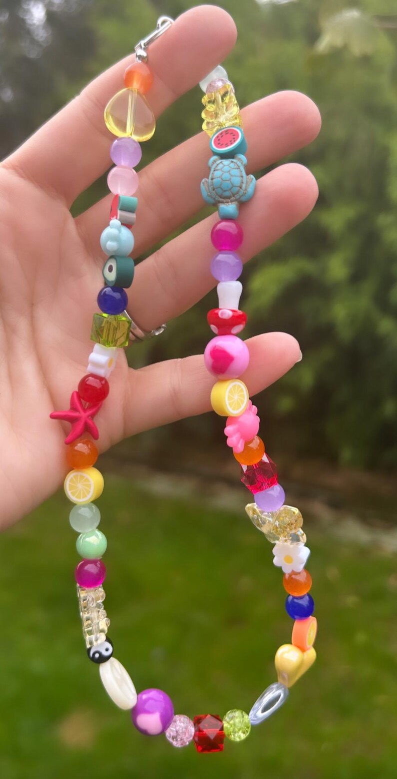 mismatch necklace; mixed bead necklace; colourful necklace; trending necklace; statement necklace; happy necklace; summer necklace; beaded image 8