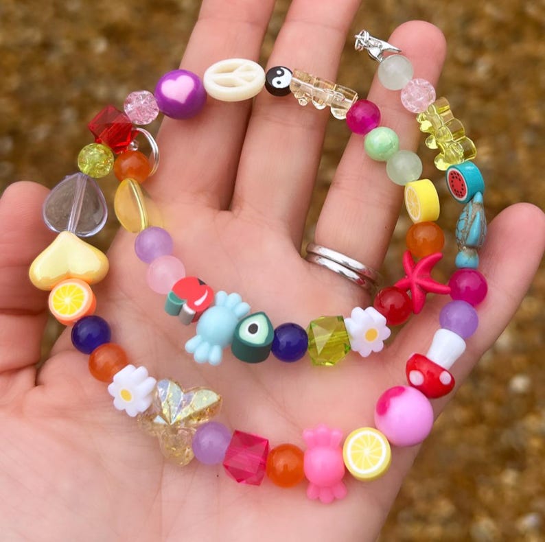 mismatch necklace; mixed bead necklace; colourful necklace; trending necklace; statement necklace; happy necklace; summer necklace; beaded image 4
