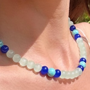 Green beaded necklace; green and turquoise necklace; turquoise necklace; trending necklace; statement necklace; summer necklace; beaded neck