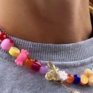 mismatch necklace; mixed bead necklace; colourful necklace; trending necklace; statement necklace; happy necklace; summer necklace; beaded image 2