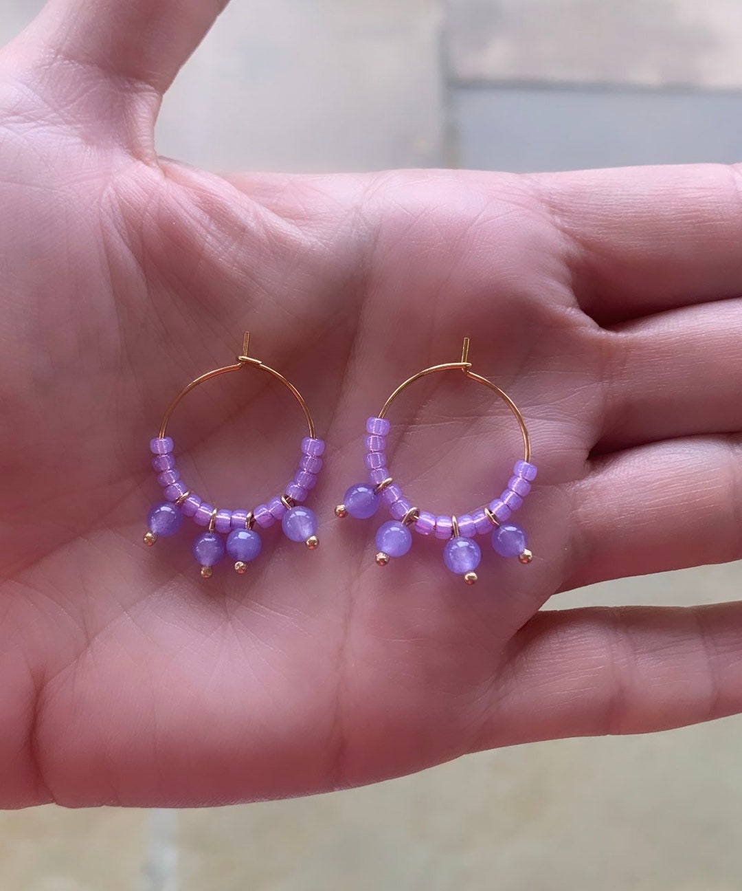 Lilac Jade Hoop Earrings Purple Jade Hoop Earrings Jade Hoop Etsy