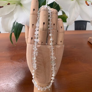 Clear quartz and pearl necklace; clear Quartz necklace; pearl necklace; crystal necklace; beaded necklace; bead necklace; gemstone necklace;