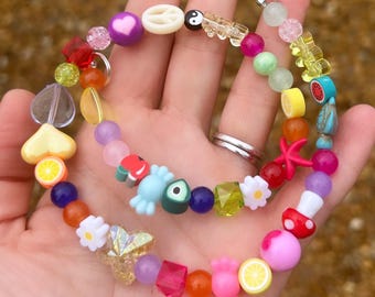 mismatch necklace; mixed bead necklace; colourful necklace; trending necklace; statement necklace; happy necklace; summer necklace; beaded