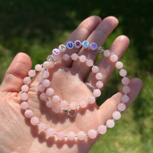 Rose quartz love necklace; Rose Quartz beaded necklace; Rose Quartz necklace; Aventurine necklace; strength necklace; Personalised necklace;
