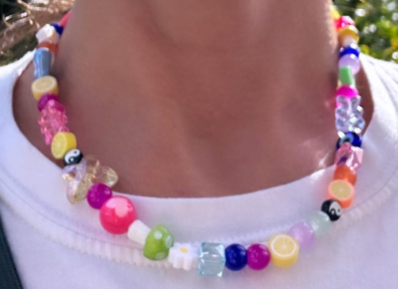 collar desigual; collar de cuentas; collar grueso; collar de moda; collar de cuentas; collar colorido; collar de cuentas mixtas; collar alegre imagen 7