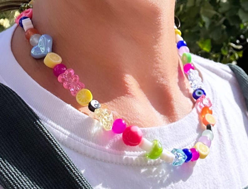 collar desigual; collar de cuentas; collar grueso; collar de moda; collar de cuentas; collar colorido; collar de cuentas mixtas; collar alegre imagen 5