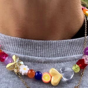 mismatch necklace; mixed bead necklace; colourful necklace; trending necklace; statement necklace; happy necklace; summer necklace; beaded image 9