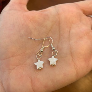 Mother of pearl star gold/ silver plated earrings; star earrings; mother of pearl stars; mother of pearl star earrings; shell earrings; gold