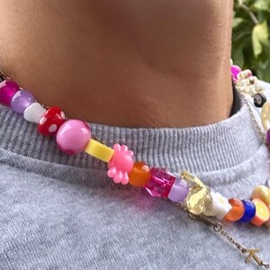 mismatch necklace; mixed bead necklace; colourful necklace; trending necklace; statement necklace; happy necklace; summer necklace; beaded image 3
