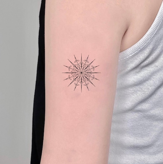 Star Pattern Waterproof Tattoo Stickers In BLACK