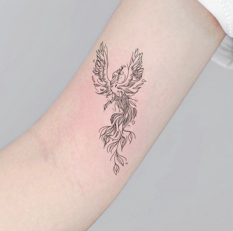 Phoenix Temporary Tattoo Phoenix Rising Tattoo Fake Tattoo Etsy