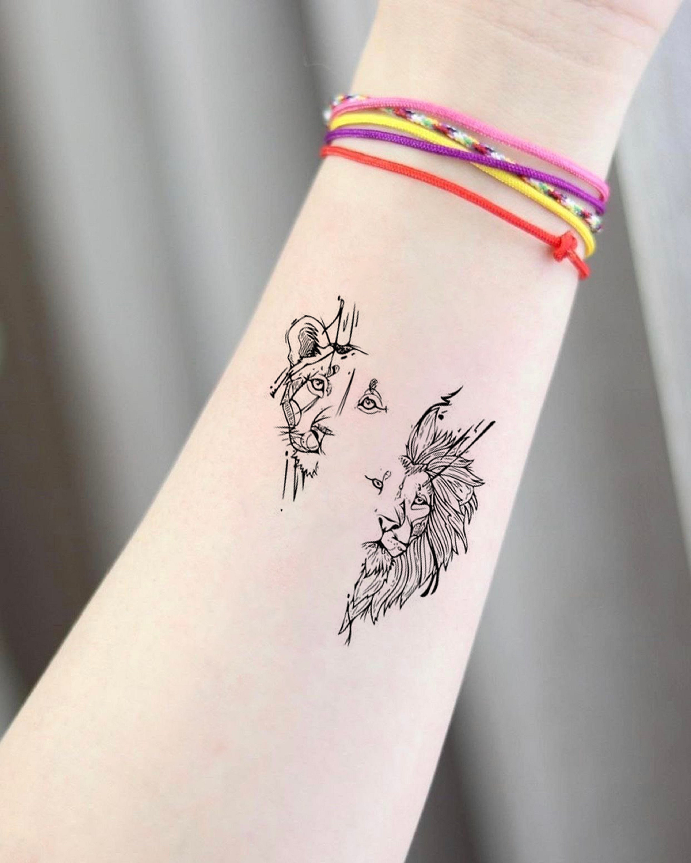 Lion Tiger Cool Temporary Tattoo Sticker Fashion Wolf Waterproof Animal  Body Art Arm Fake Removable Tatoo Men Women Personality - Temporary Tattoos  - AliExpress