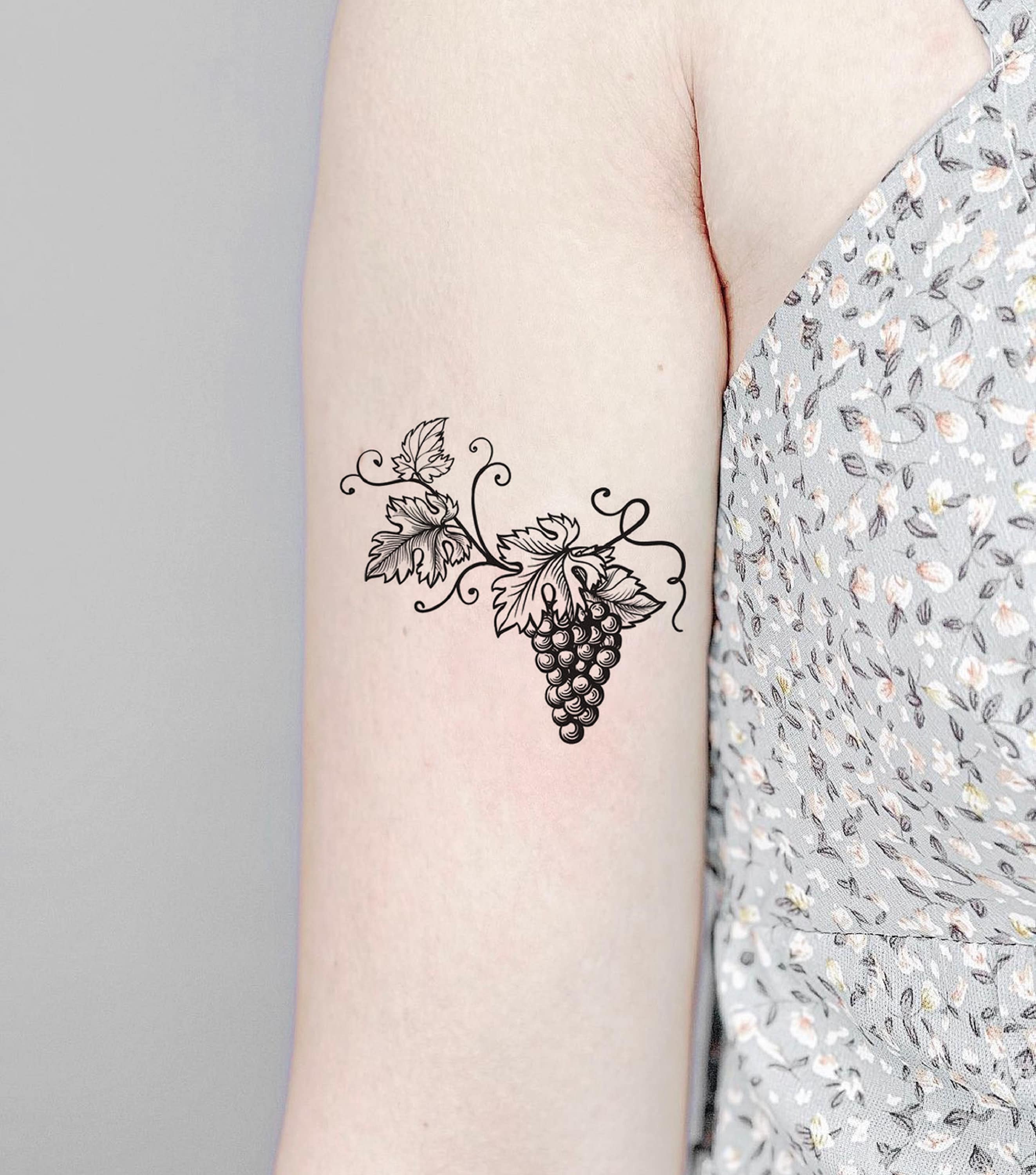 Grape Temporary Tattoo Fake Tattoo Black Tattoo Festival - Etsy