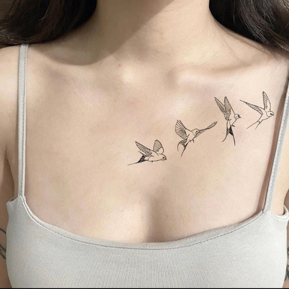 Collarbone bird tattoo  Birds tattoo Tattoos Black bird tattoo