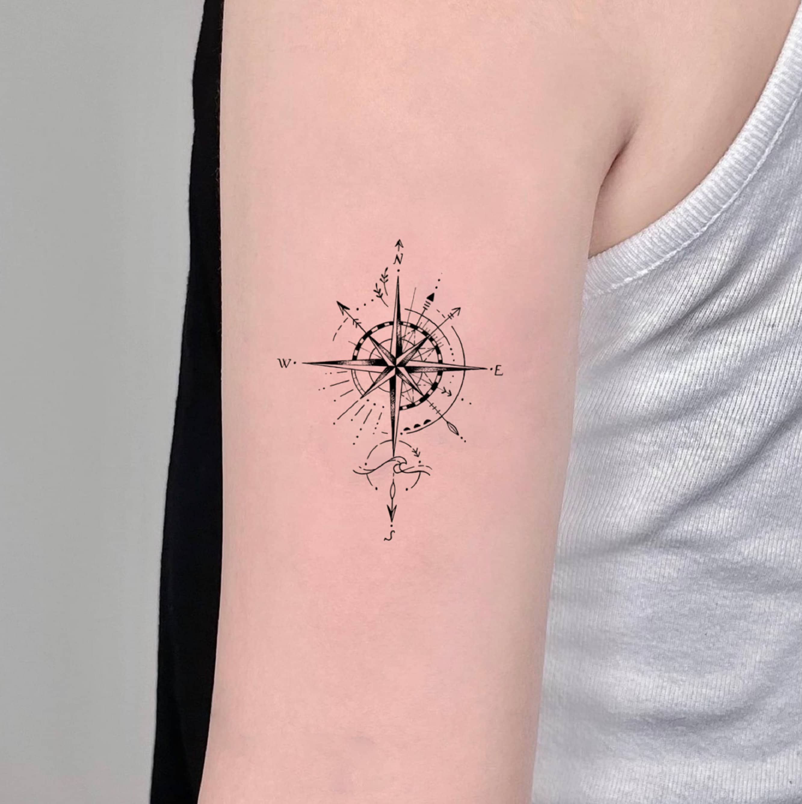 Compass Clock Tattoo Waterproof Sticker For Men and Women Temporary Bo –  Temporarytattoowala