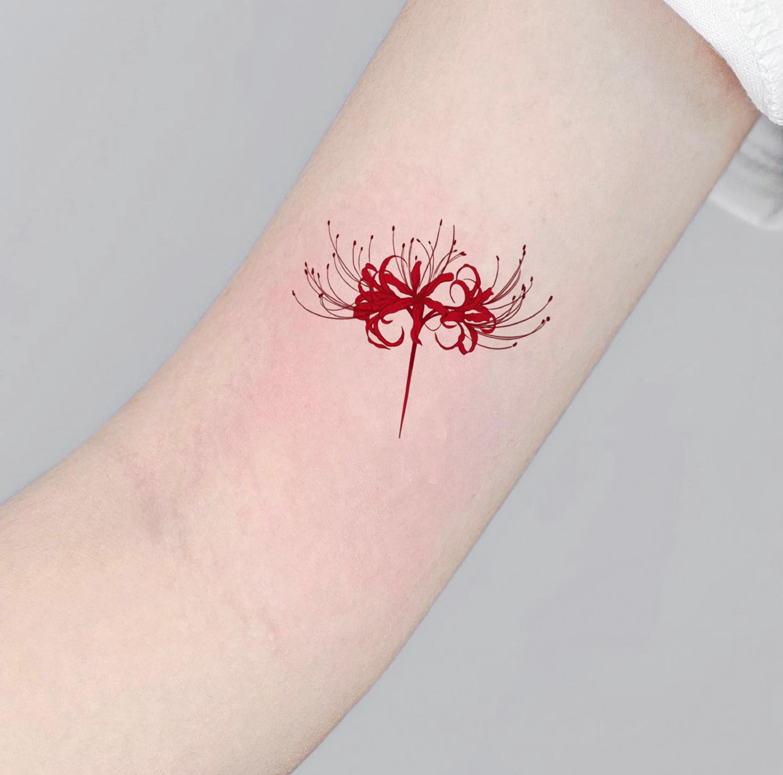 Buy Red Spider Lilies Tattoo Temporary Tattoo Flower Tattoo Online in India   Etsy