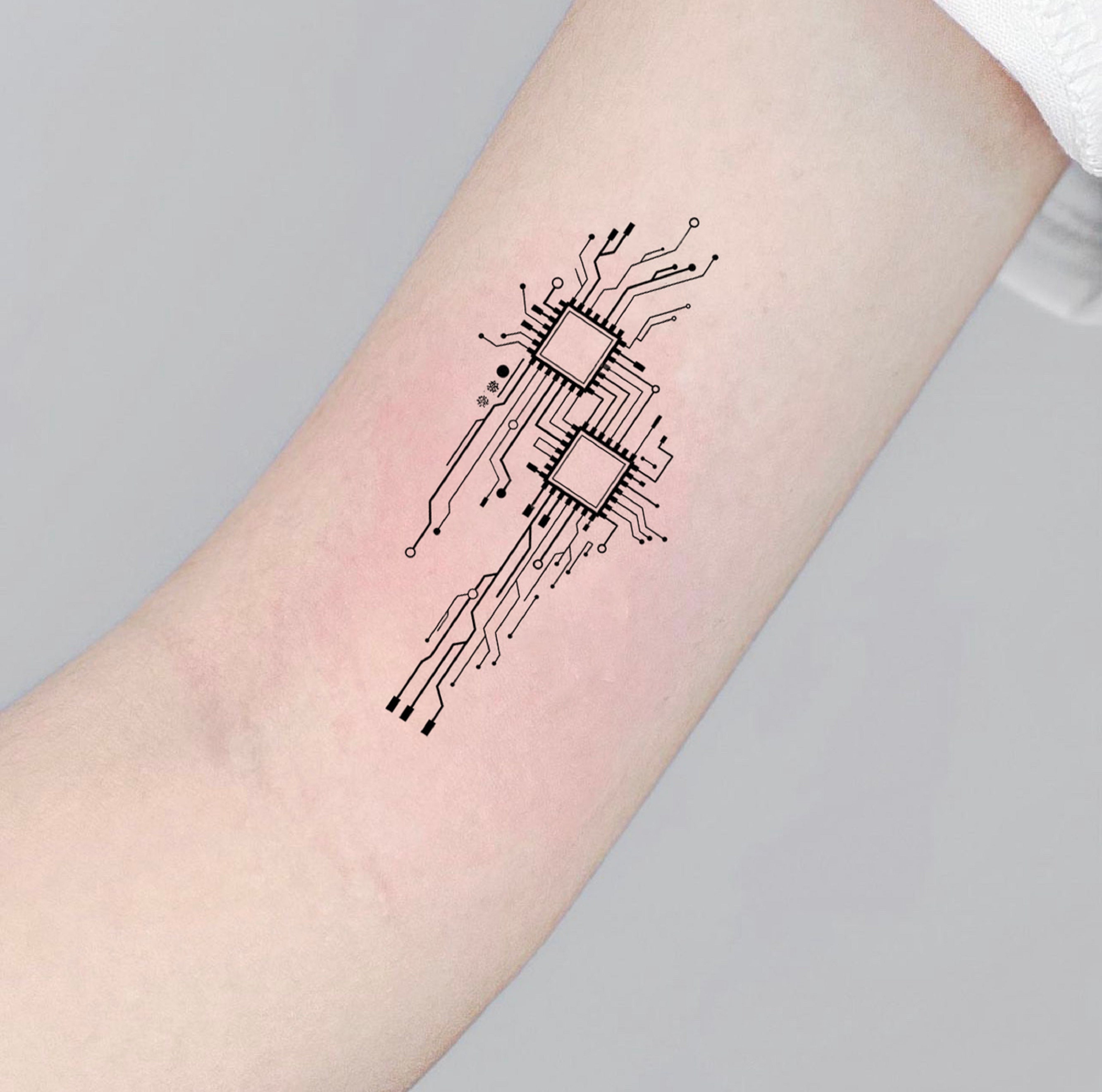Confezione da 3 tatuaggio temporaneo del circuito, tatuaggio finto circuito  tecnico, tatuaggio nero, tatuaggio minuscolo, tatuaggio significativo,  regalo per lei -  Italia