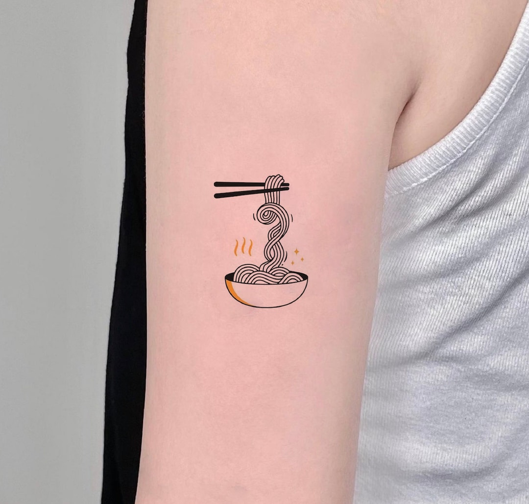 Ramen Noodles Temporary Tattoo, Fake Tattoo, Festival Tattoo, Black