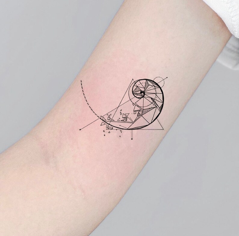 Fibonacci Spiral Temporary Tattoo Golden Ratio Fake Tattoo - Etsy