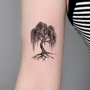 Willow Tree Temporary Tattoo, Waterproof Sticker, Symbol Tattoo, Fake Tattoo, Tattoo Stickers, Black Tattoo, Gift for Her