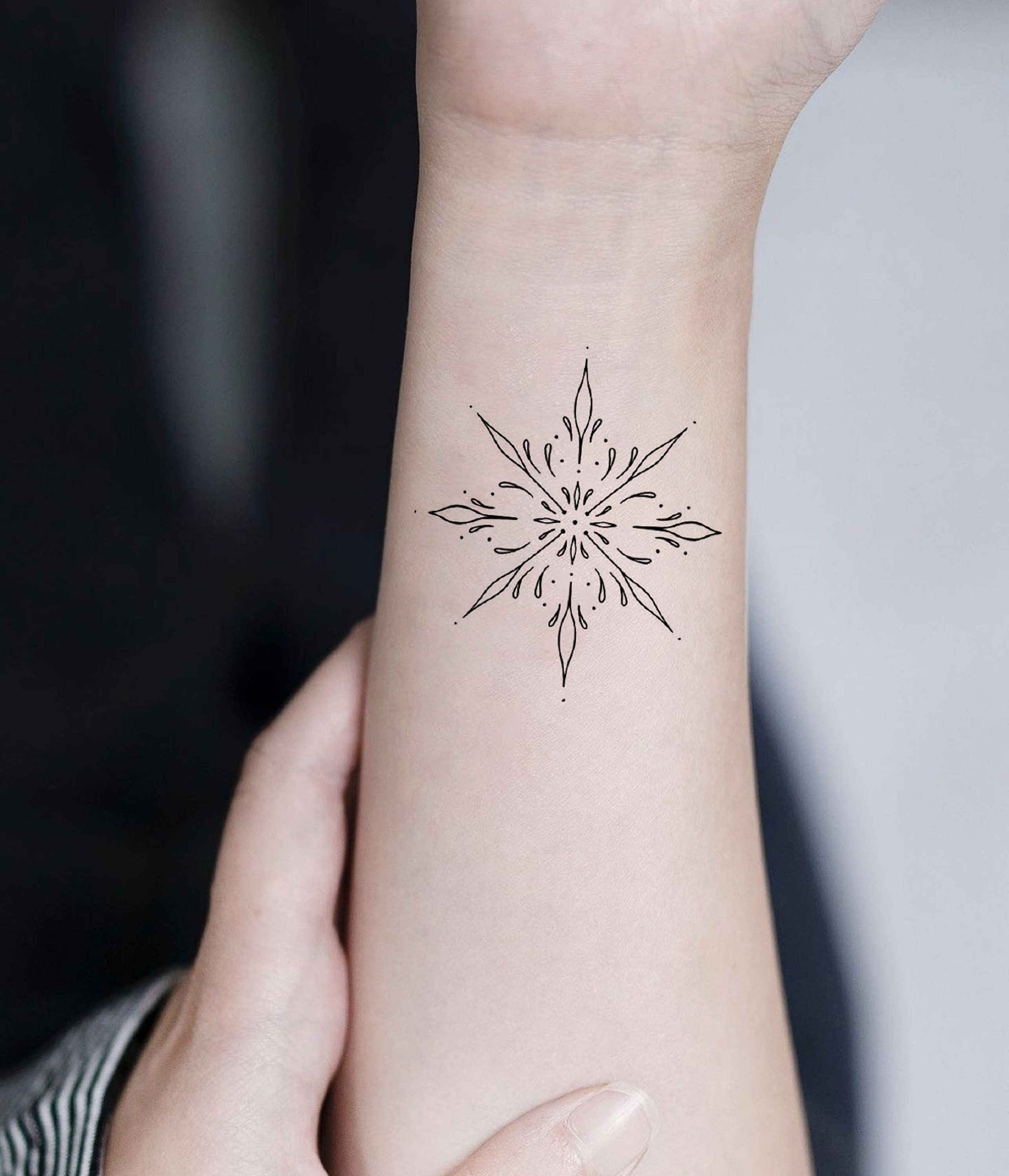 Blue Snowflake Waterproof Temporary Tattoo Men Flash Tattoo Stickers Black  Snowflake Henna Sleeve Tattoos Tatoo Kids Art Sticker - AliExpress