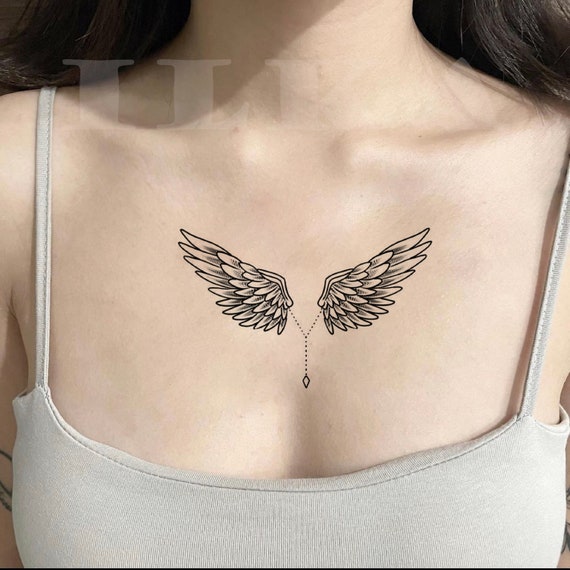SAVI Temporary Tattoo For Girls Men Women 3D Big Angel With Wings Face  Sticker Size 21x15cm  1pc 8911 Black 2 g