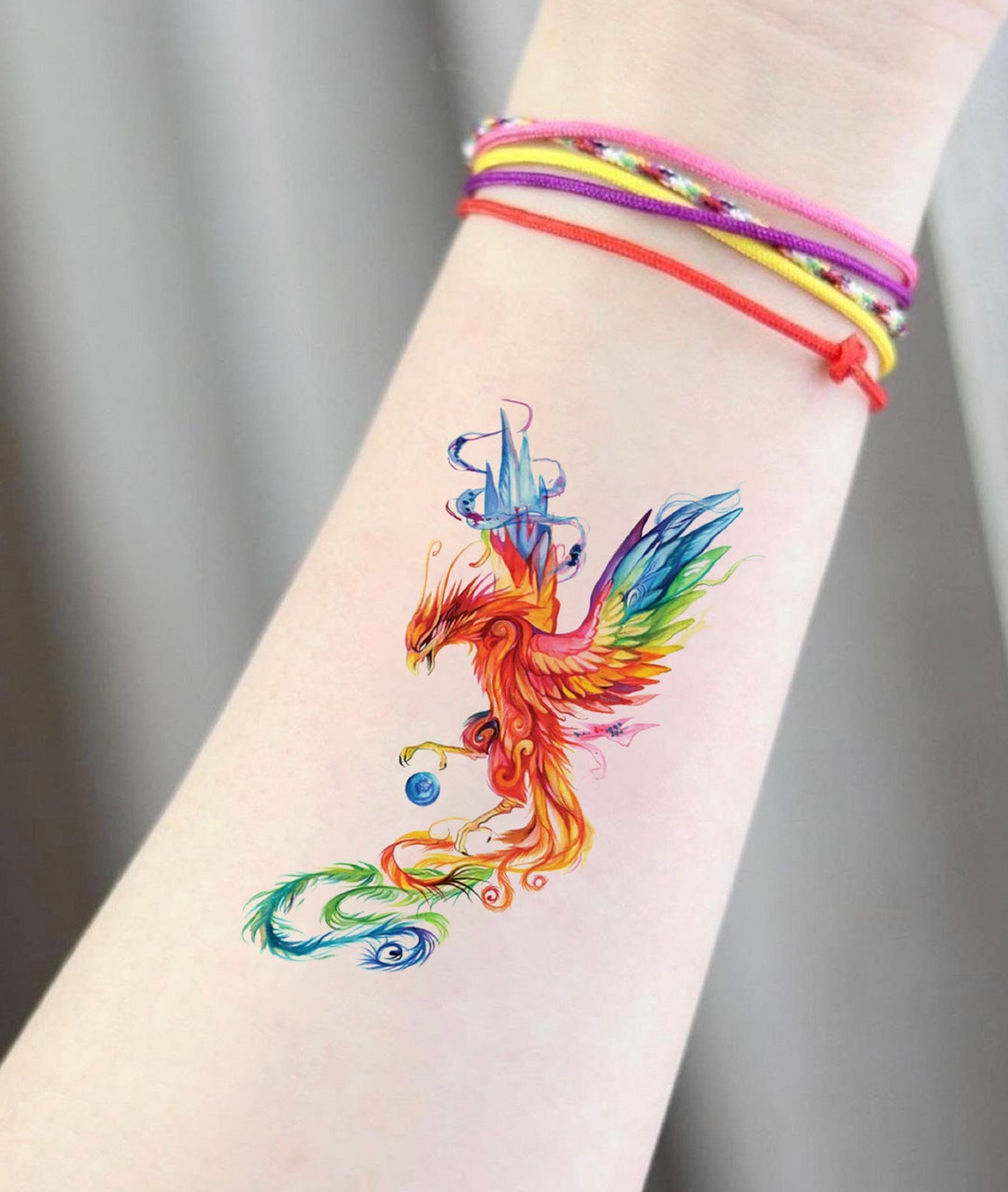 Phoenix Temporary Tattoo Phoenix Rising From Ashes Tattoo Etsy