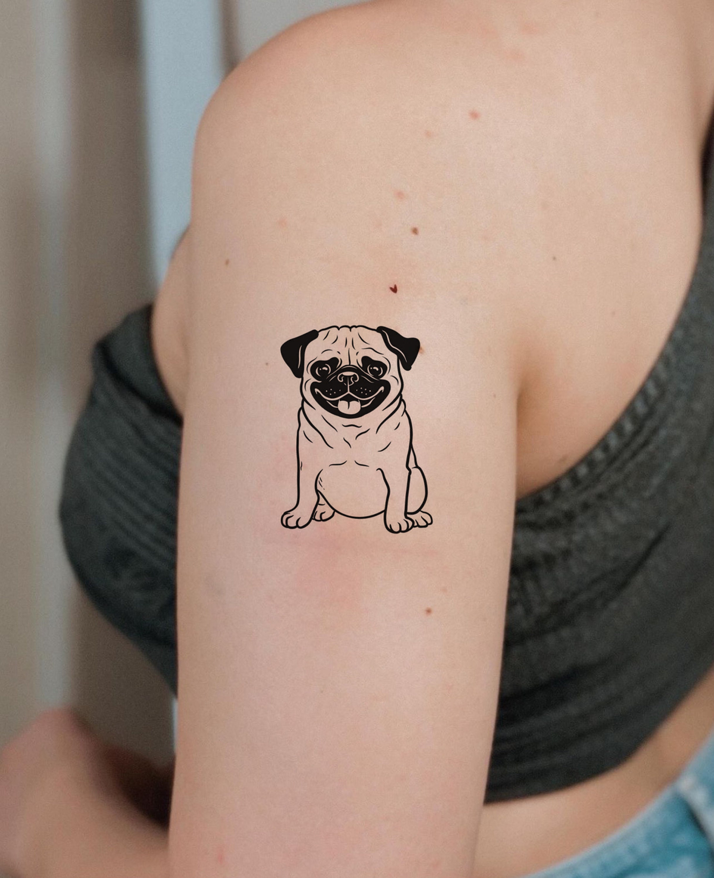 Mini Pug Portrait Done in 1 hr . Thank you for the support Melisa My  pleasure to do your first tattoo for you ! Thanks for your suppor... |  Instagram