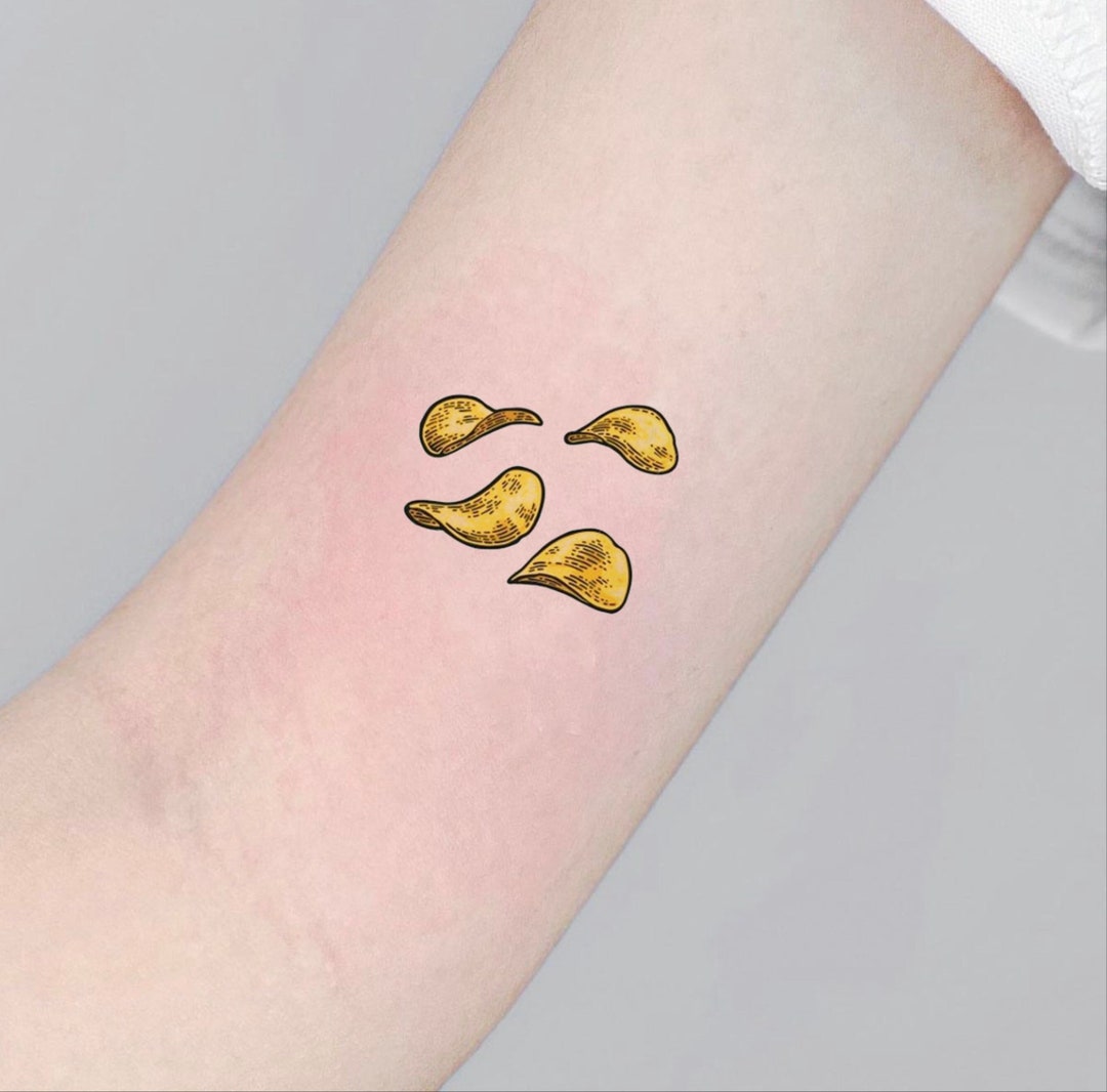 Potato Chips Temporary Tattoo Fake Tattoo Black Tattoo Art Etsy
