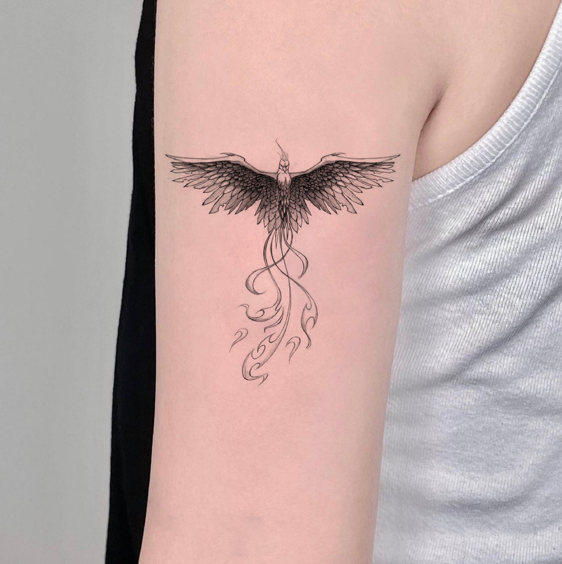 Phoenix Temporary Tattoo Phoenix Rising From Ashes Tattoo Etsy