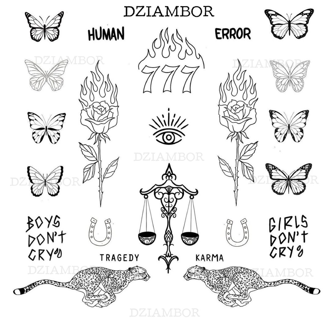 Temporary Tattoo Sheet Mini Tattoo Trial Black Tattoo Flash - Etsy