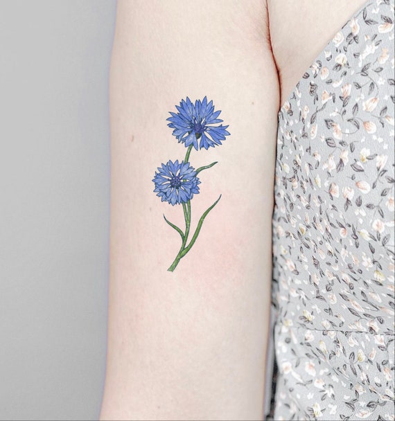 Cornflower Temporary Tattoo by Zihee (Set of 3) – Small Tattoos