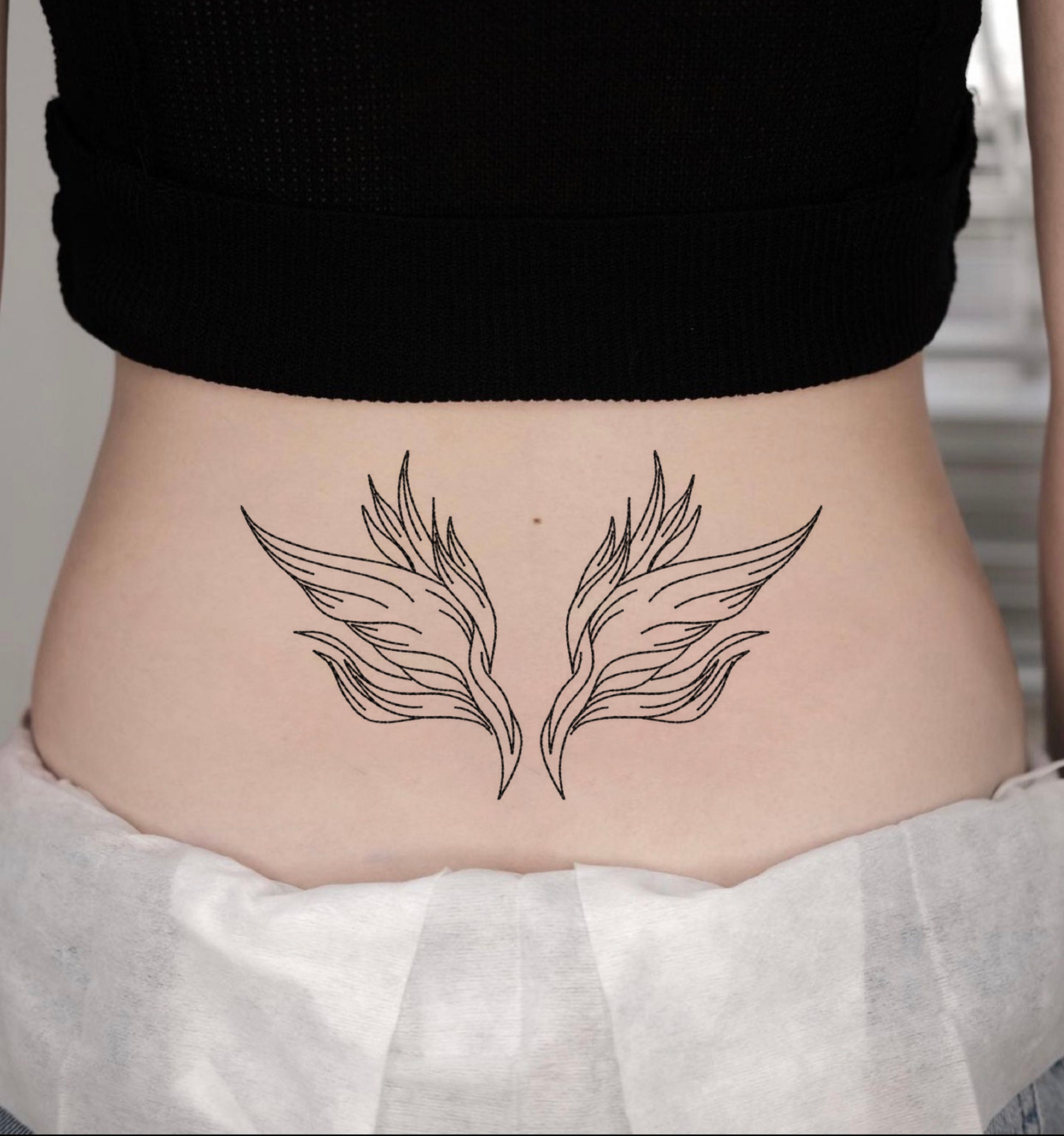 angelwings back tattoo amateur babi gel