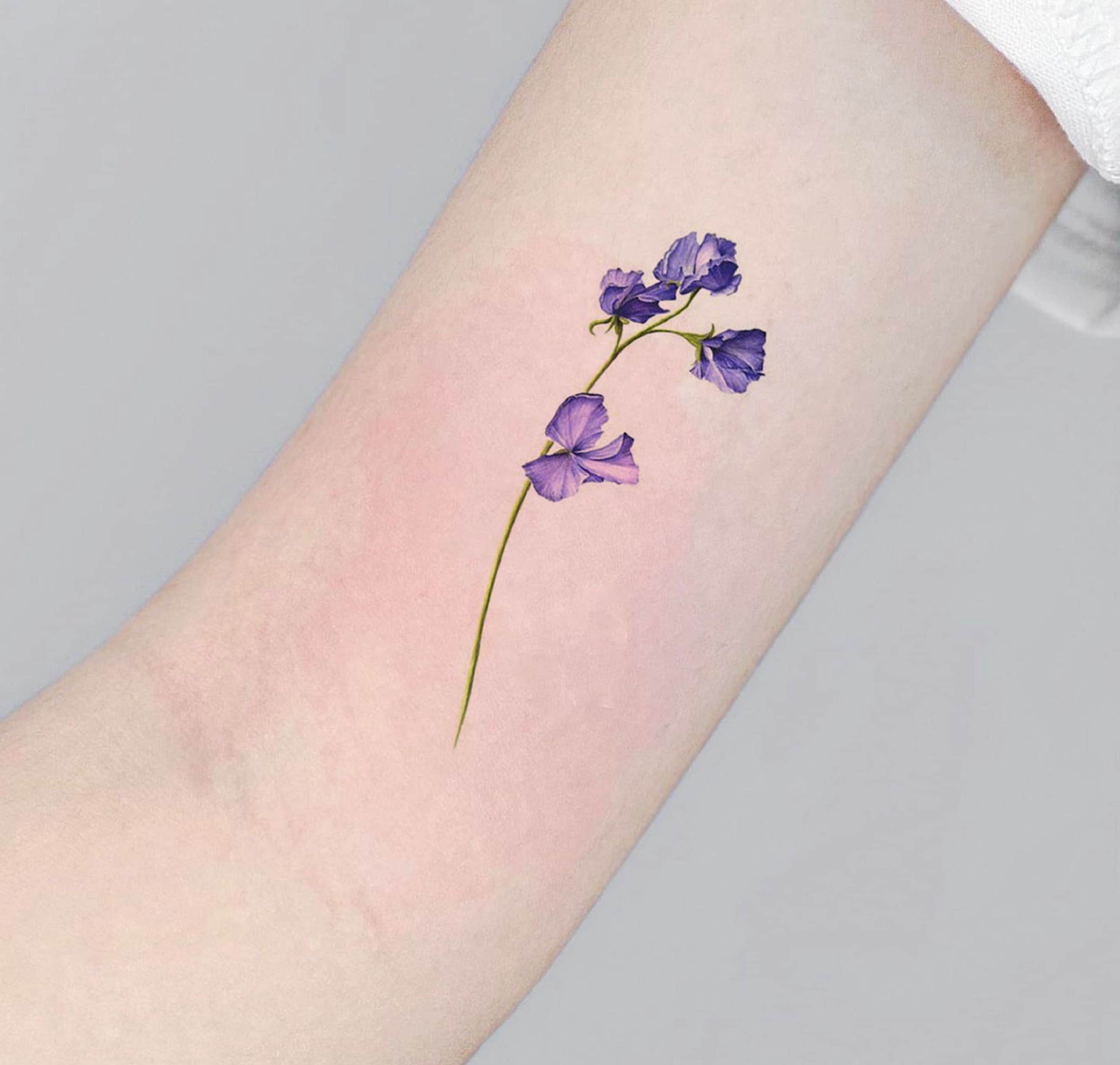 Purple Rose Flower Temporary Tattoos For Women Girl Fake Peony Orchid Carnations  Tattoo Sticker 3D Blossom Tatoos Watercolour - AliExpress