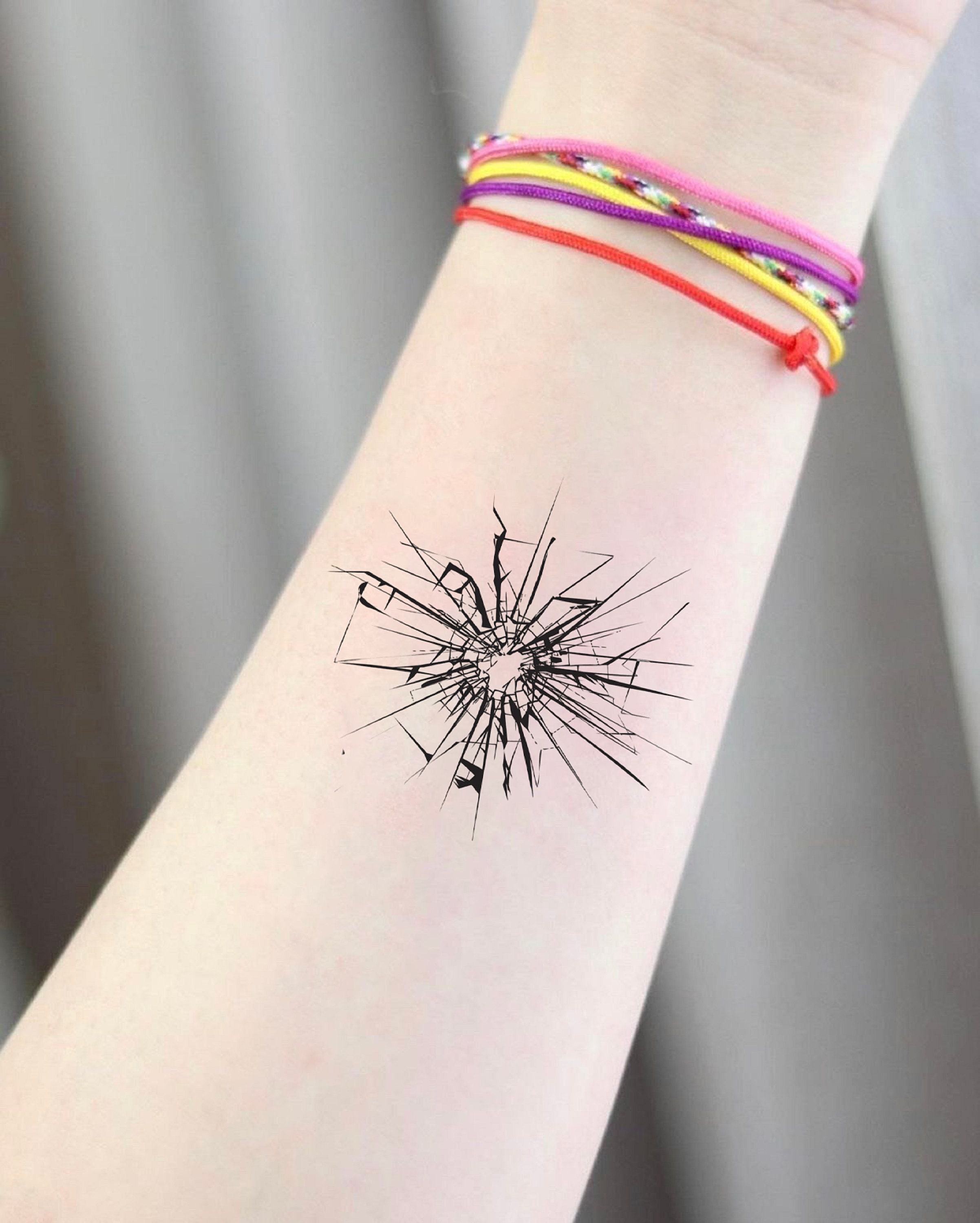 Cracked Glass Temporary Tattoo Broken Glass Tattoo Vintage - Etsy