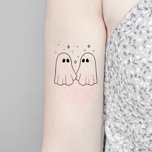 Cute Couple Ghost Temporary Tattoo, Fake Tattoo, Festival Tattoo, Waterproof Tattoo, Removable Tattoo, Tattoo Artist Gift, Halloween Tattoo