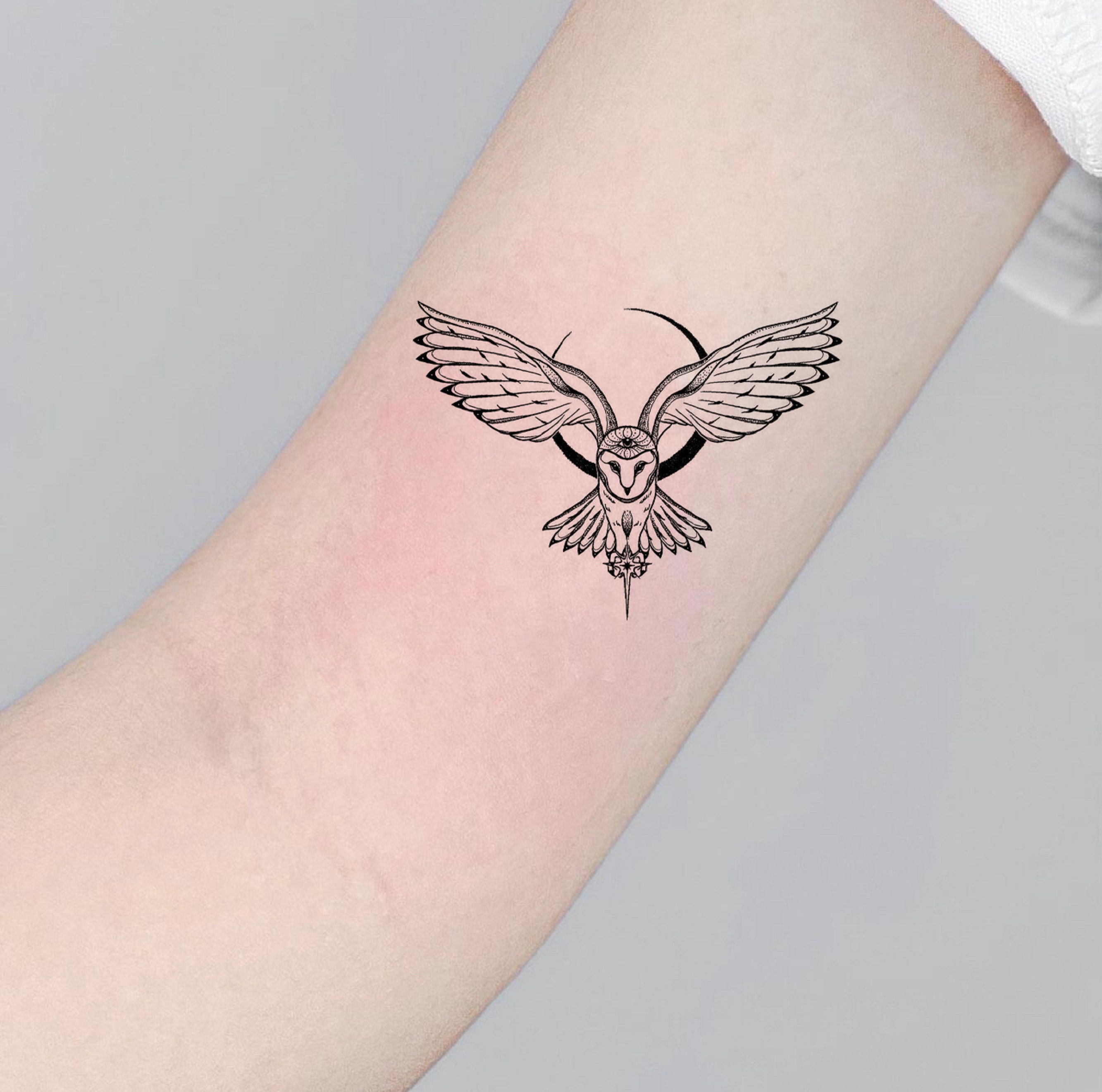 Buy Owl Temporary Tattoo, Owl Fake Tattoo, Bird Tattoo, Black Tattoo, Tiny  Tattoo, Meaningful Tattoo, Gift for Her, Symbol Tattoo Online in India -  Etsy