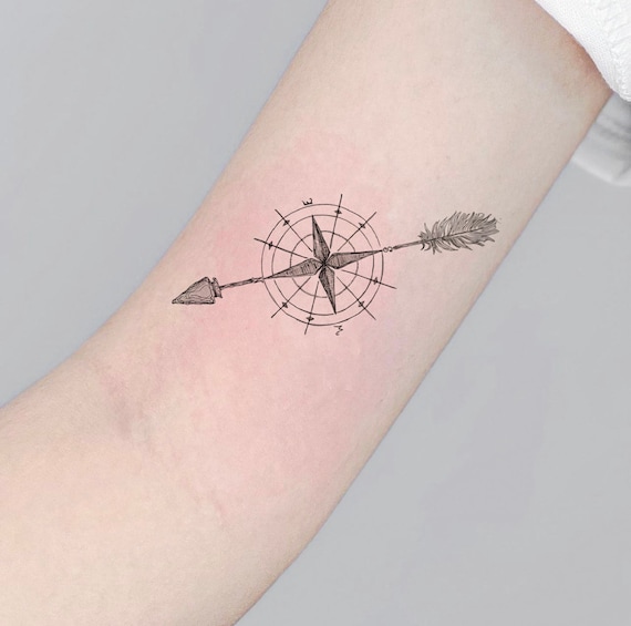 Simple compass 2024 tattoo design