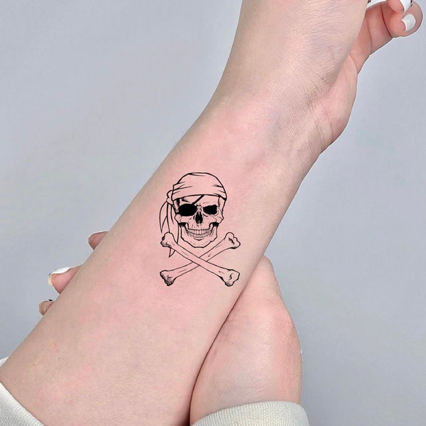 Skull and Crossbones Temporary Tattoo - Etsy