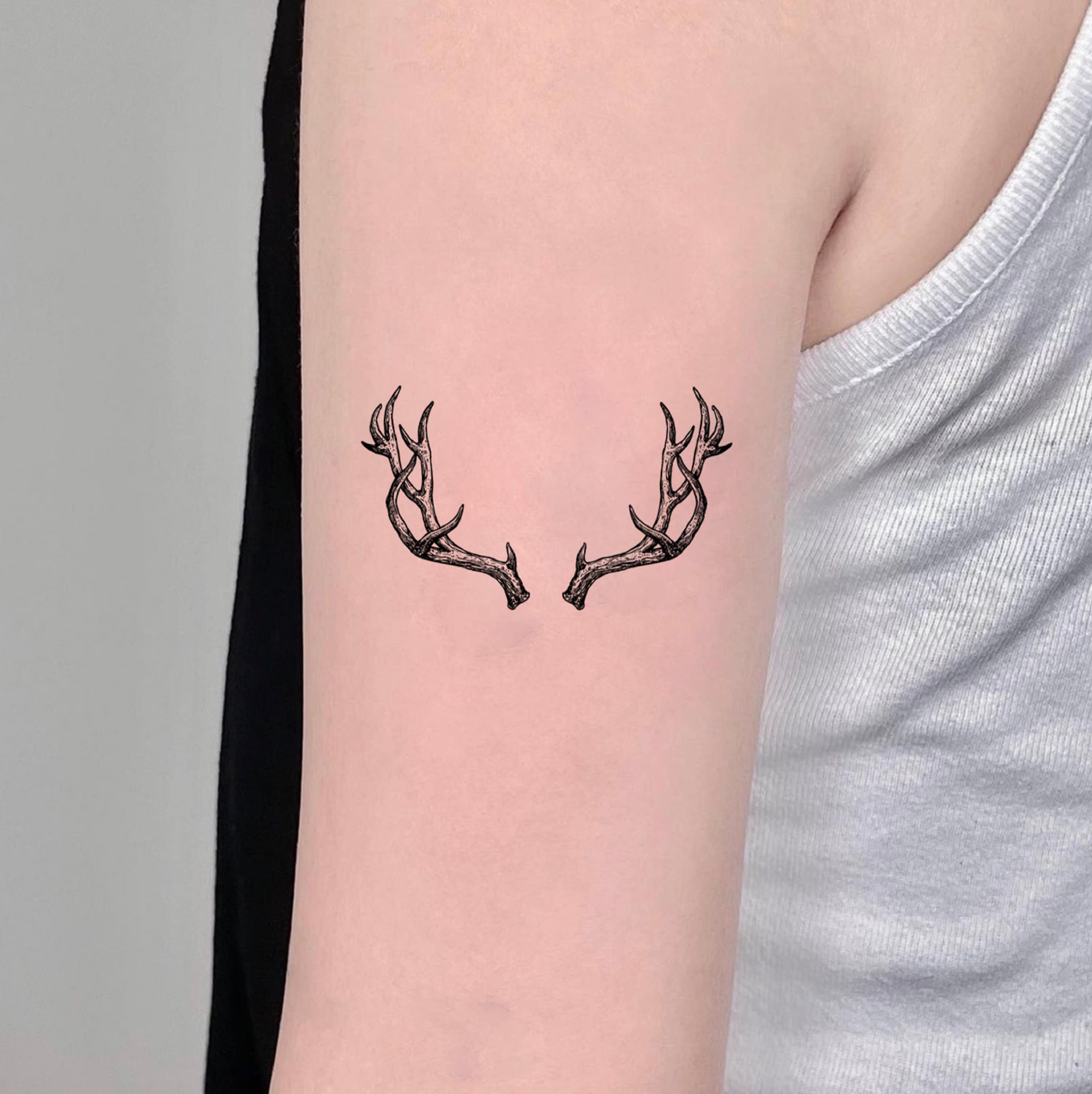 Deer Antler Temporary Tattoo Fake Tattoo Vintage Tattoo - Etsy