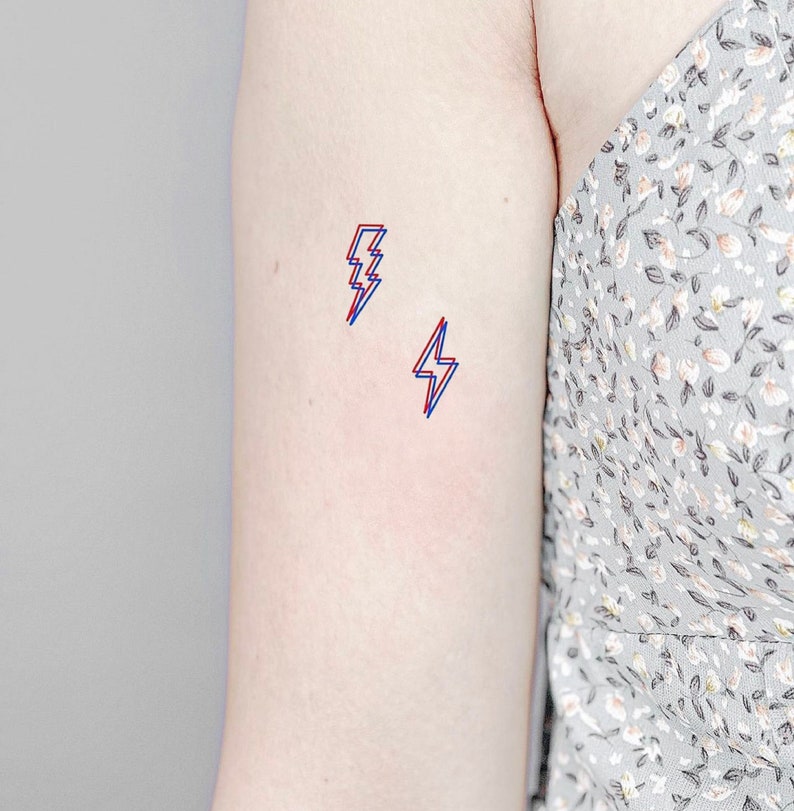 Lightning Bolt 3D Temporary Tattoo Fake Tattoo Black Tattoo Etsy